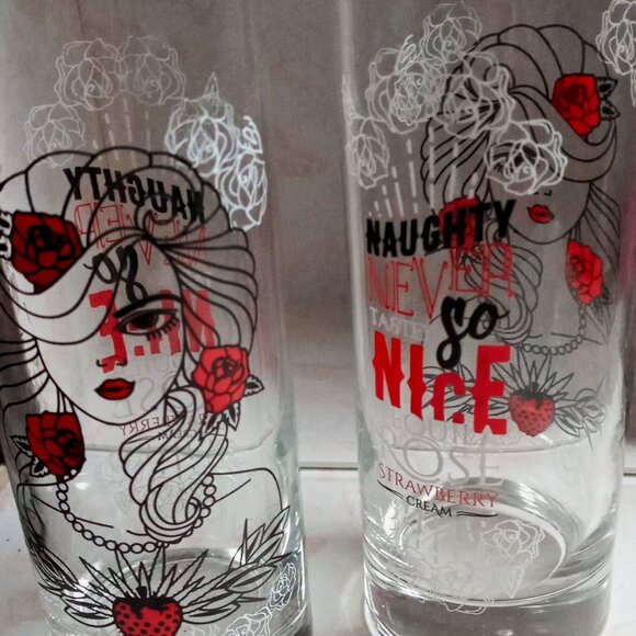 2 Tall Tequila Rose Strawberry Cream Naughty Never Tasted So Nice Shot Glasses - Picture 4 of 5